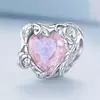 Розови венчелистчета Сърце сребърен талисман picture - 5