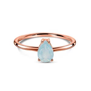 Розово злато Serene Bliss Aquamarine Сребърен пръстен