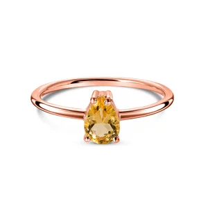 Розово злато Serene Bliss Citrine Сребърен пръстен