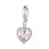 Розово стъклено сърце сребърен талисман picture - 1