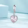 Розово стъклено сърце сребърен талисман picture - 4