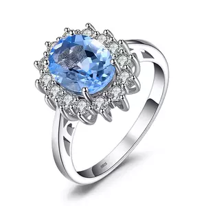 Сребърeн пръстен  Elegant Light Blue Topaz