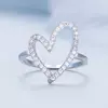 Сребърен блестящ сърце Сребърен пръстен picture - 2