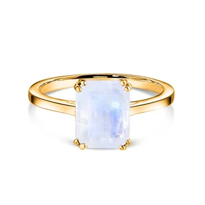 Сребърен пръстен Golden Rectangle Moonstone Elegance