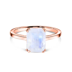 Сребърен пръстен Rose Gold Rectangle Moonstone Elegance