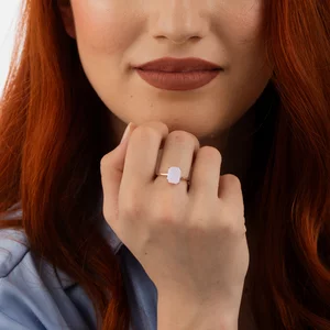 Сребърен пръстен Rose Gold Rectangle Moonstone Elegance