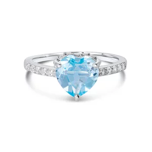 Сребърен пръстен Silver Blue Topaz Heart