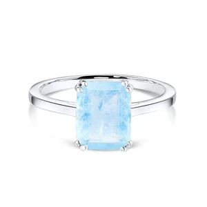 Сребърен пръстен Silver Rectangle Aquamarine Elegance