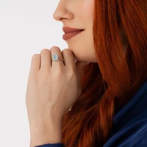 Сребърен пръстен Silver Rectangle Aquamarine Elegance