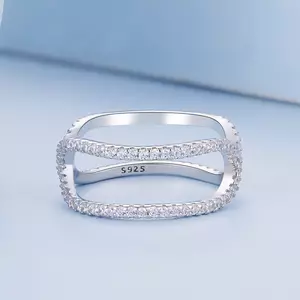 Сребърен пръстен Двоен кристален пръстен