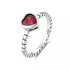 Сребърен пръстен с червено сърце picture - 1
