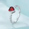 Сребърен пръстен с червено сърце picture - 3