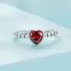 Сребърен пръстен с червено сърце picture - 4