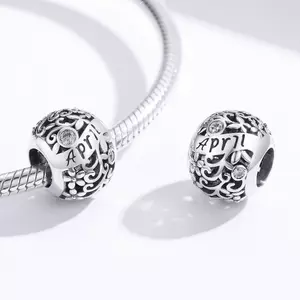сребърен талисман Birthday Stone April