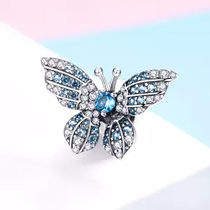 сребърен талисман Blue Butterfly Bead