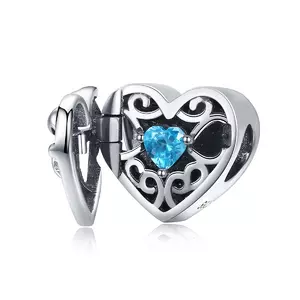 сребърен талисман Blue Heart Locket