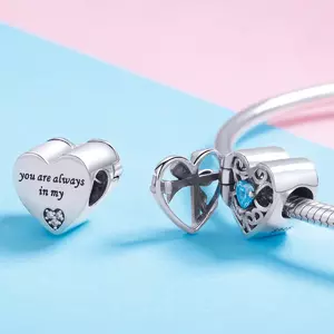 сребърен талисман Blue Heart Locket