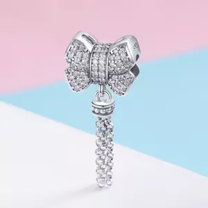 сребърен талисман Dazzling Bowknot