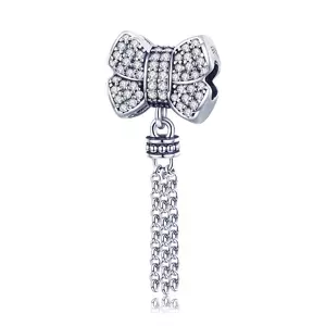 сребърен талисман Dazzling Bowknot
