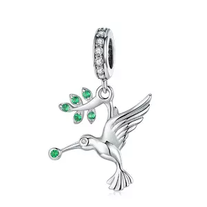 сребърен талисман Green Hummingbird