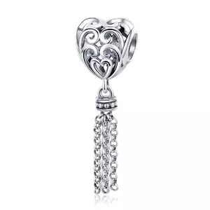 сребърен талисман Long Tassel Heart