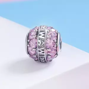 сребърен талисман Mom's Pink Hearts