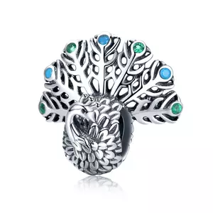 сребърен талисман Silver Peacock