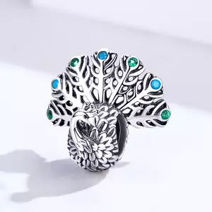 сребърен талисман Silver Peacock