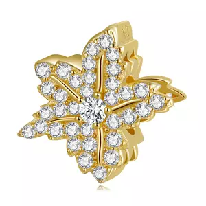 Сребърен талисман Голямо златно кристално цвете