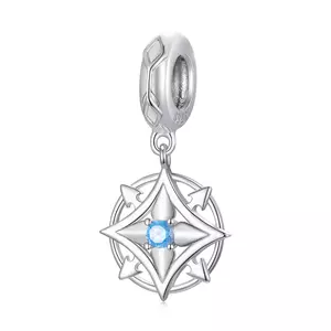 Сребърен талисман син кристален щит