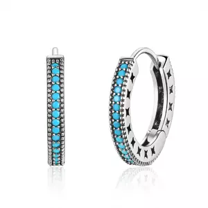 Сребърни обеци Blue Circle Hoop