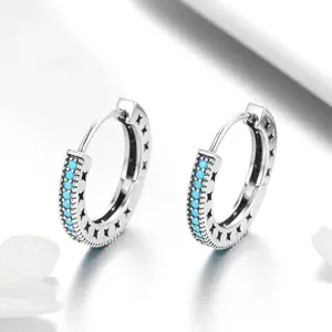 Сребърни обеци Blue Circle Hoop