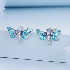 Сребърни обеци Blue Shine Dragonfly