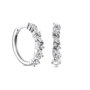 Сребърни обеци Brilliant Crystal Hoops