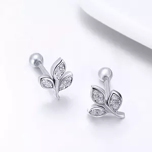 Сребърни обеци Dazzling Little Leaf