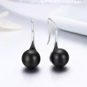 Сребърни обеци Elegant Pearls black