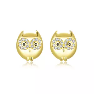 Сребърни обеци Golden Little Owl