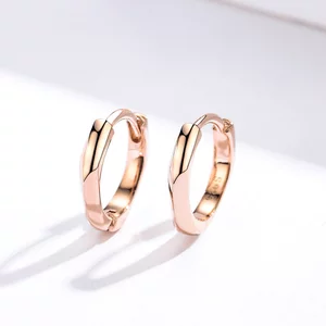 Сребърни обеци Rose Gold Fine Hoops