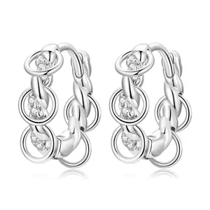 Сребърни обеци Плетени обръчи