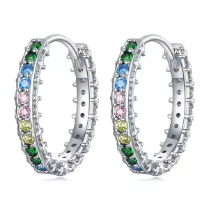 Сребърни Обици Rainbow Crystal Hoops