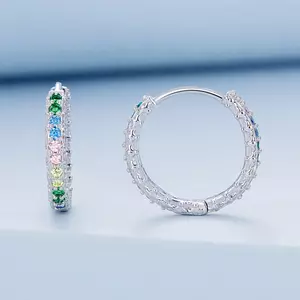 Сребърни Обици Rainbow Crystal Hoops