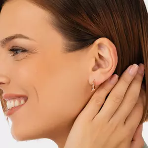 Сребърни Обици Розово Злато Катереща Котка