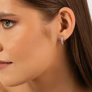 Сребърни половинчати обеци Glamour Hoops