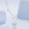 Сребърно колие двойна верига пенлива пеперуда picture - 3