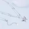 Сребърно колие двойна верига пенлива пеперуда picture - 4