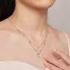 Сребърно колие двойна верига пенлива пеперуда picture - 6