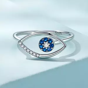 Állítható ezüst gyűrűs csillogó kék szem