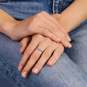 Állítható ezüst kék vintage szív gyűrű