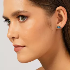 Blue Evil Eyes ezüst fülbevaló