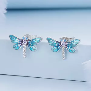 Blue Shine szitakötő ezüst fülbevaló